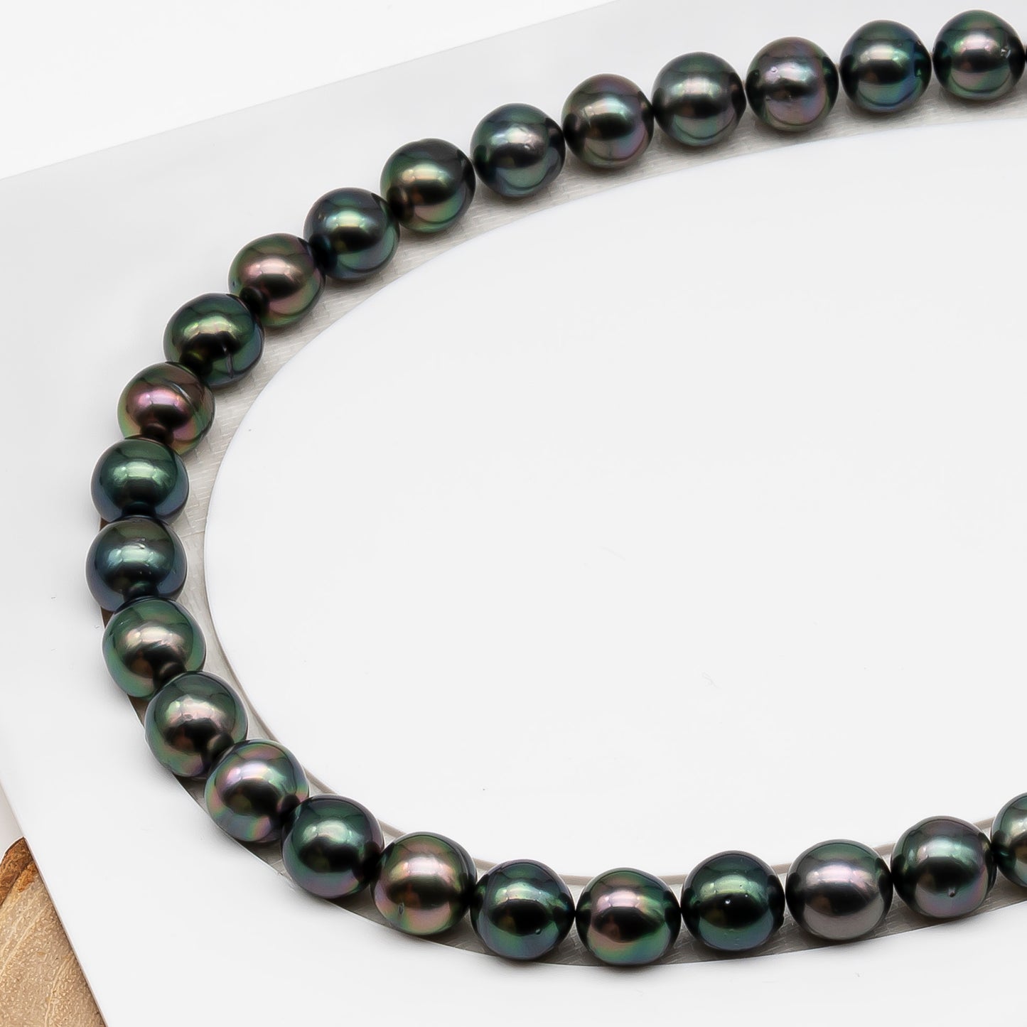 10-11mm Tahitian Pearl in Full Strand (No Hole), Natural Colors , Temporarily Strung Black Pearls for Jewelry Making, SKU # 3306TH