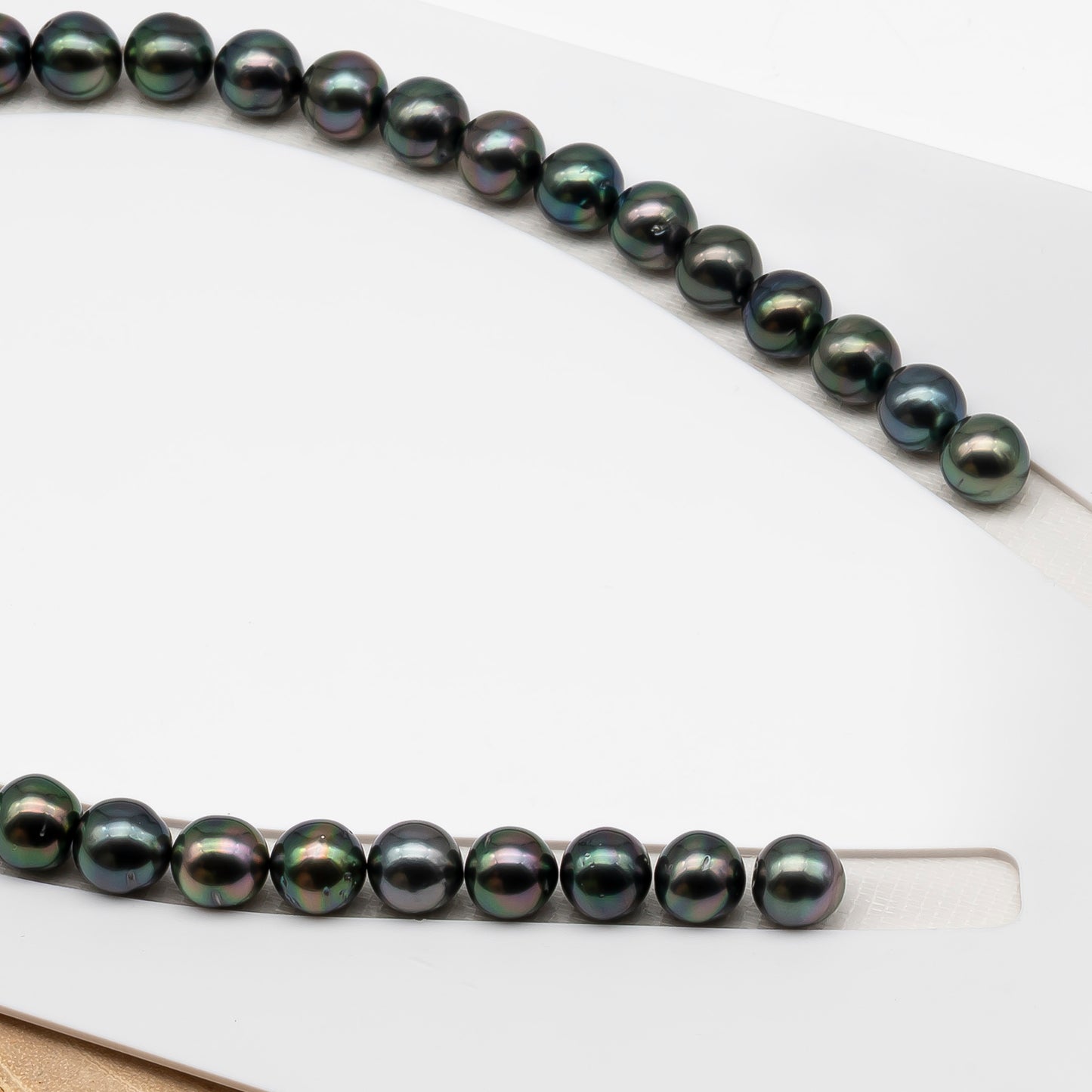 10-11mm Tahitian Pearl in Full Strand (No Hole), Natural Colors , Temporarily Strung Black Pearls for Jewelry Making, SKU # 3306TH