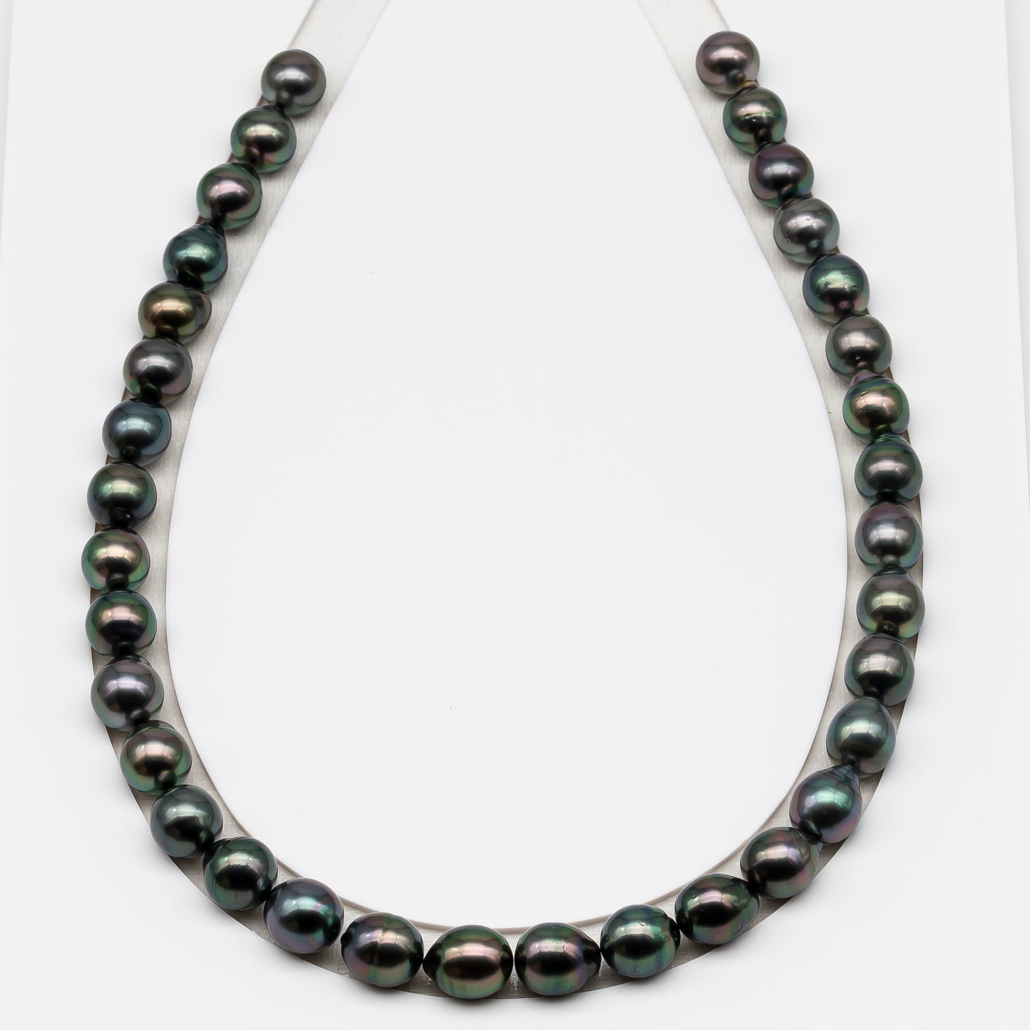 10-11mm Tahitian Pearl in Full Strand (No Hole), Natural Colors , Temporarily Strung Black Pearls for Jewelry Making, SKU # 3307TH