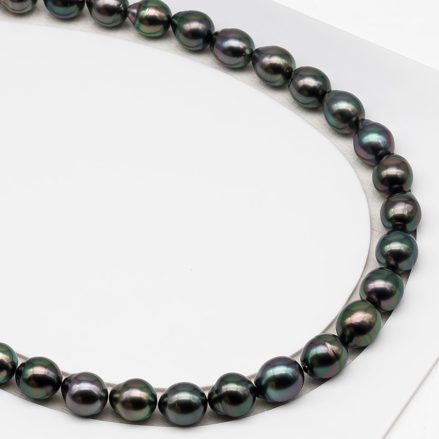 10-11mm Tahitian Pearl in Full Strand (No Hole), Natural Colors , Temporarily Strung Black Pearls for Jewelry Making, SKU # 3307TH