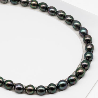 10-11mm Tahitian Pearl in Full Strand (No Hole), Natural Colors , Temporarily Strung Black Pearls for Jewelry Making, SKU # 3307TH