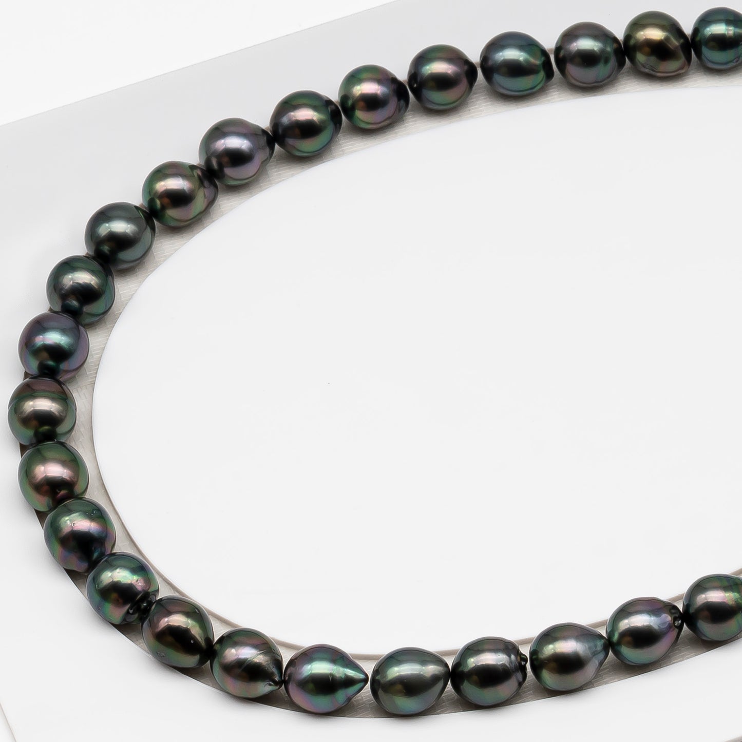 10-11mm Tahitian Pearl in Full Strand (No Hole), Natural Colors , Temporarily Strung Black Pearls for Jewelry Making, SKU # 3307TH