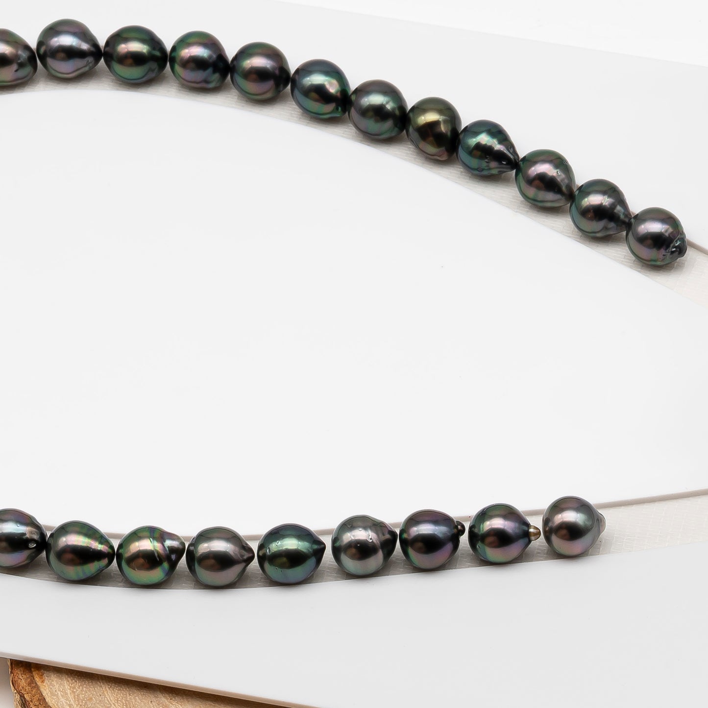 10-11mm Tahitian Pearl in Full Strand (No Hole), Natural Colors , Temporarily Strung Black Pearls for Jewelry Making, SKU # 3307TH