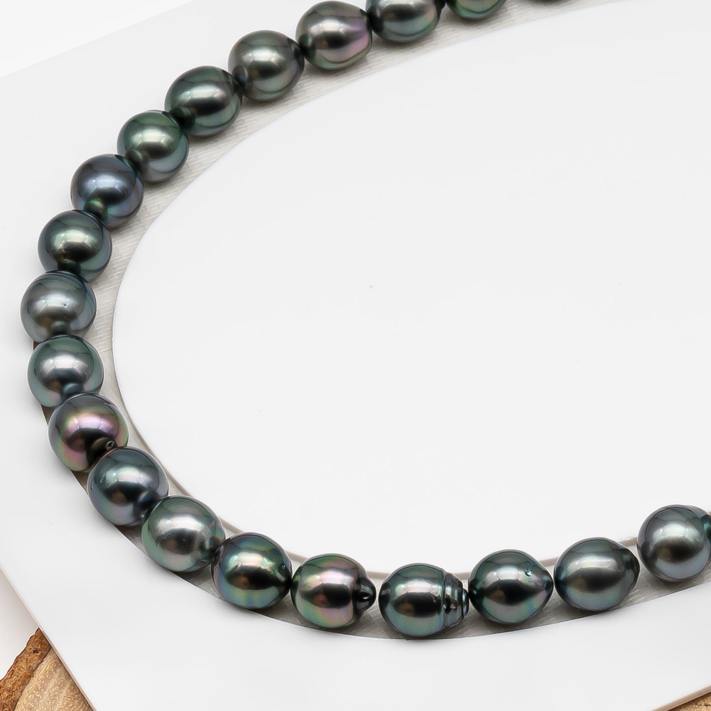 10-11mm Tahitian Pearl in Full Strand (No Hole), Natural Colors , Temporarily Strung Black Pearls for Jewelry Making, SKU # 3308TH