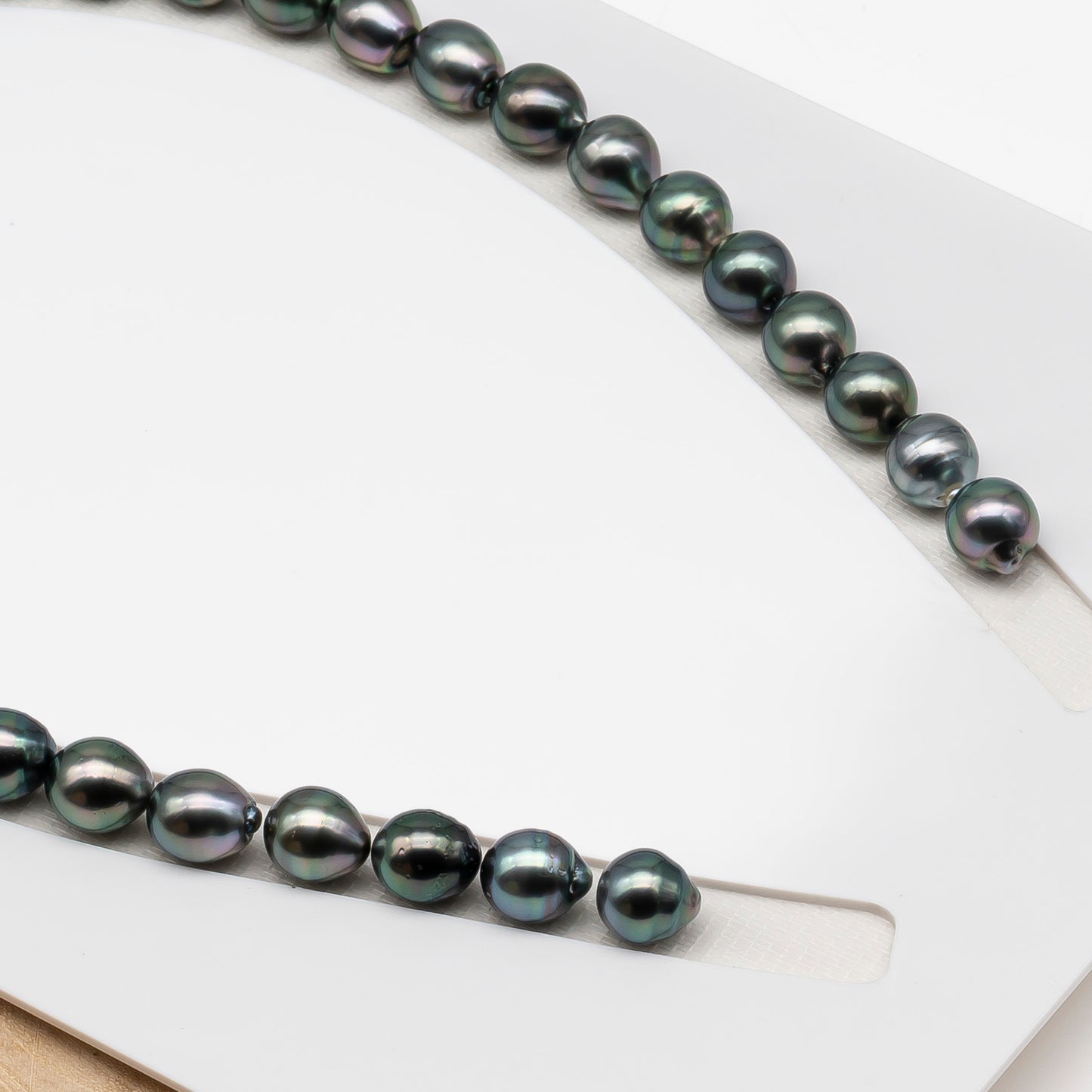 10-11mm Tahitian Pearl in Full Strand (No Hole), Natural Colors , Temporarily Strung Black Pearls for Jewelry Making, SKU # 3308TH
