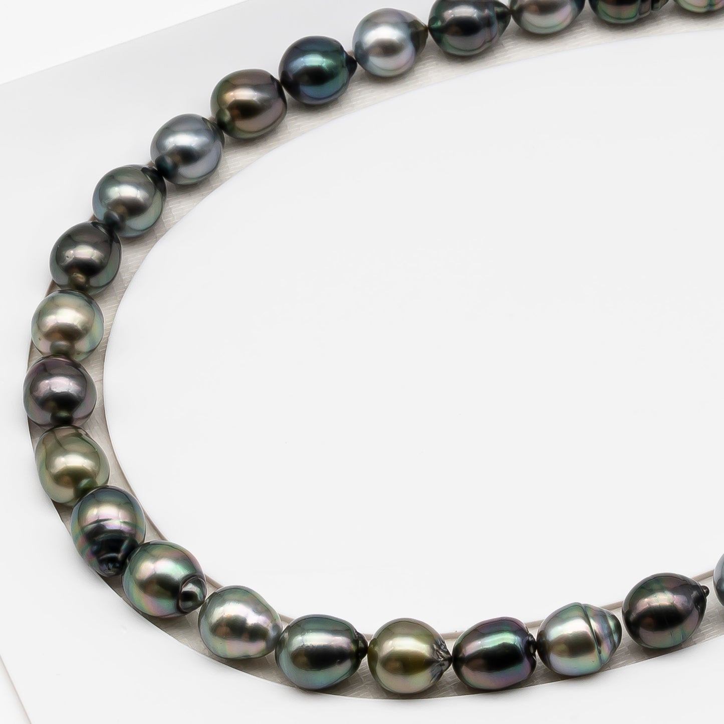 10-11mm Tahitian Pearl in Full Strand (No Hole), Natural Colors , Temporarily Strung Black Pearls for Jewelry Making, SKU # 3309TH
