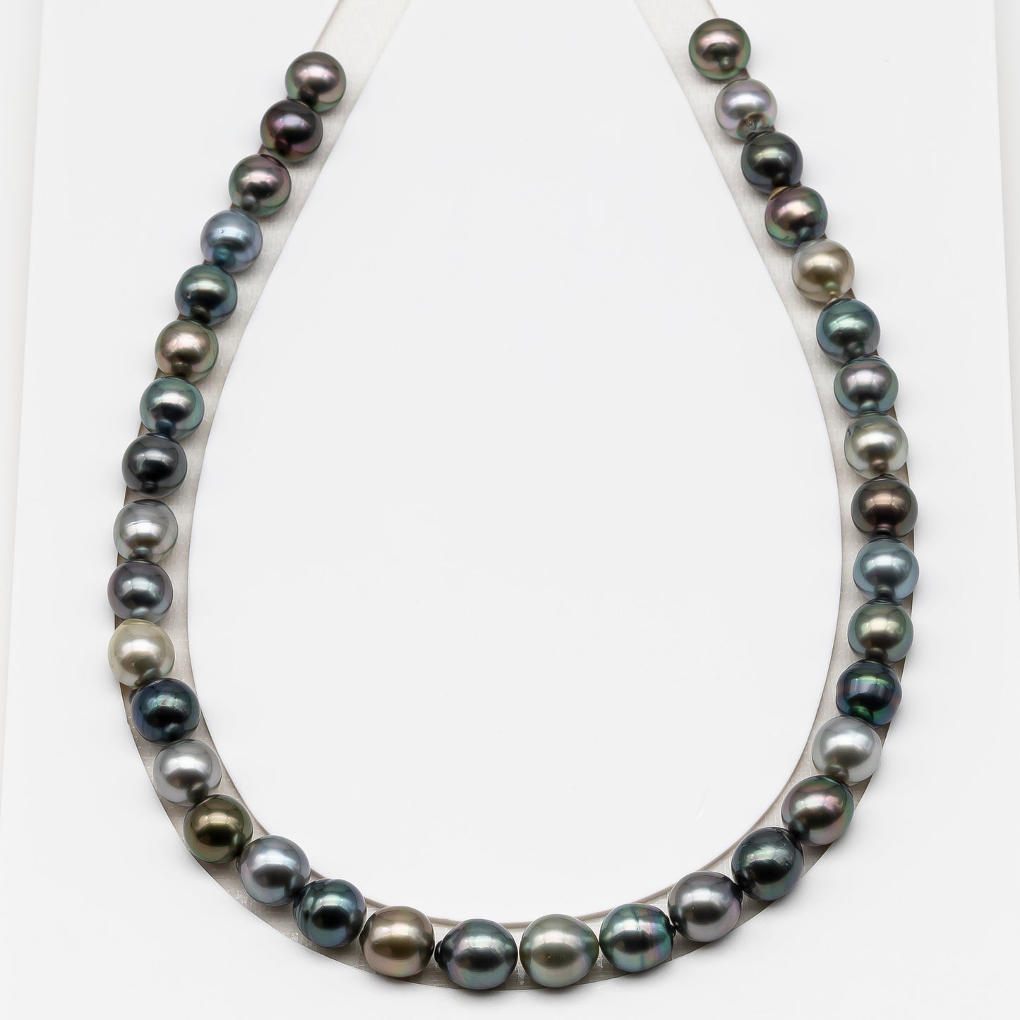 10-11mm Tahitian Pearl in Full Strand (No Hole), Natural Colors , Temporarily Strung Black Pearls for Jewelry Making, SKU # 3310TH