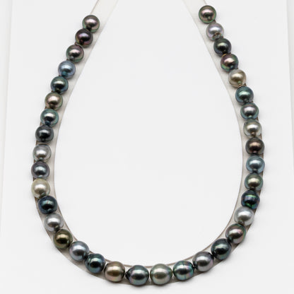 10-11mm Tahitian Pearl in Full Strand (No Hole), Natural Colors , Temporarily Strung Black Pearls for Jewelry Making, SKU # 3310TH