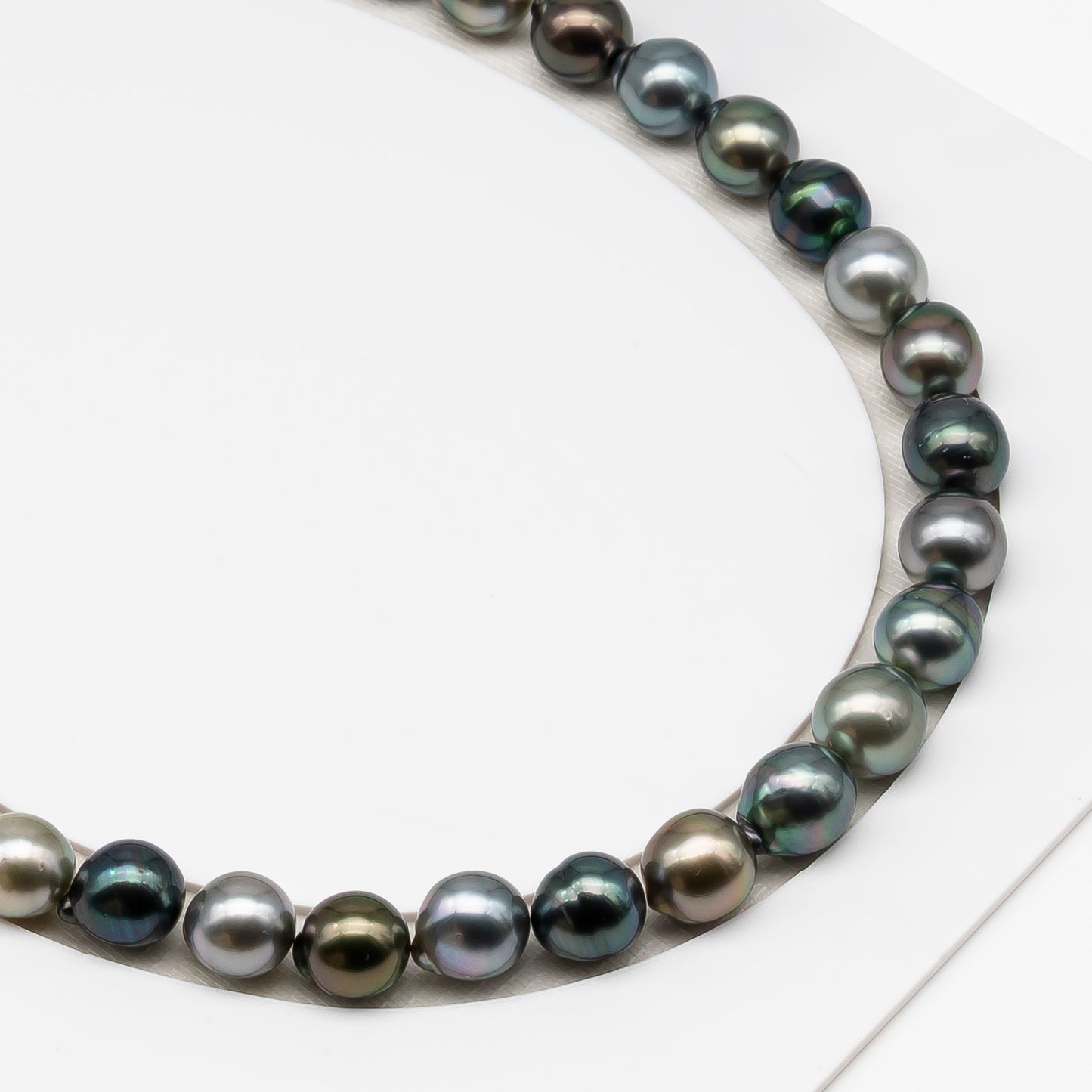10-11mm Tahitian Pearl in Full Strand (No Hole), Natural Colors , Temporarily Strung Black Pearls for Jewelry Making, SKU # 3310TH