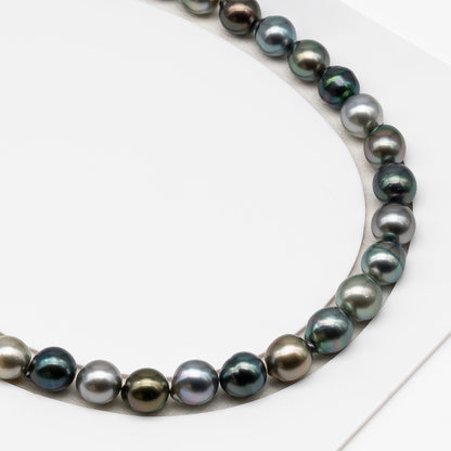 10-11mm Tahitian Pearl in Full Strand (No Hole), Natural Colors , Temporarily Strung Black Pearls for Jewelry Making, SKU # 3310TH