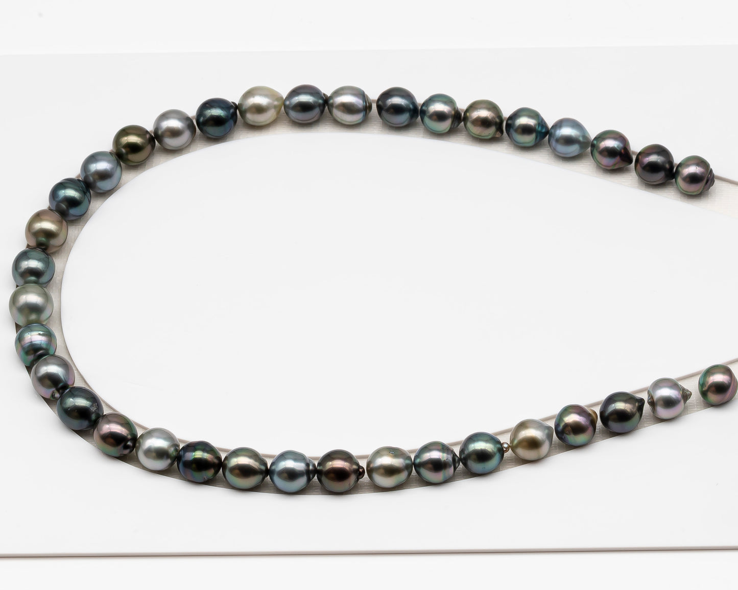 10-11mm Tahitian Pearl in Full Strand (No Hole), Natural Colors , Temporarily Strung Black Pearls for Jewelry Making, SKU # 3310TH