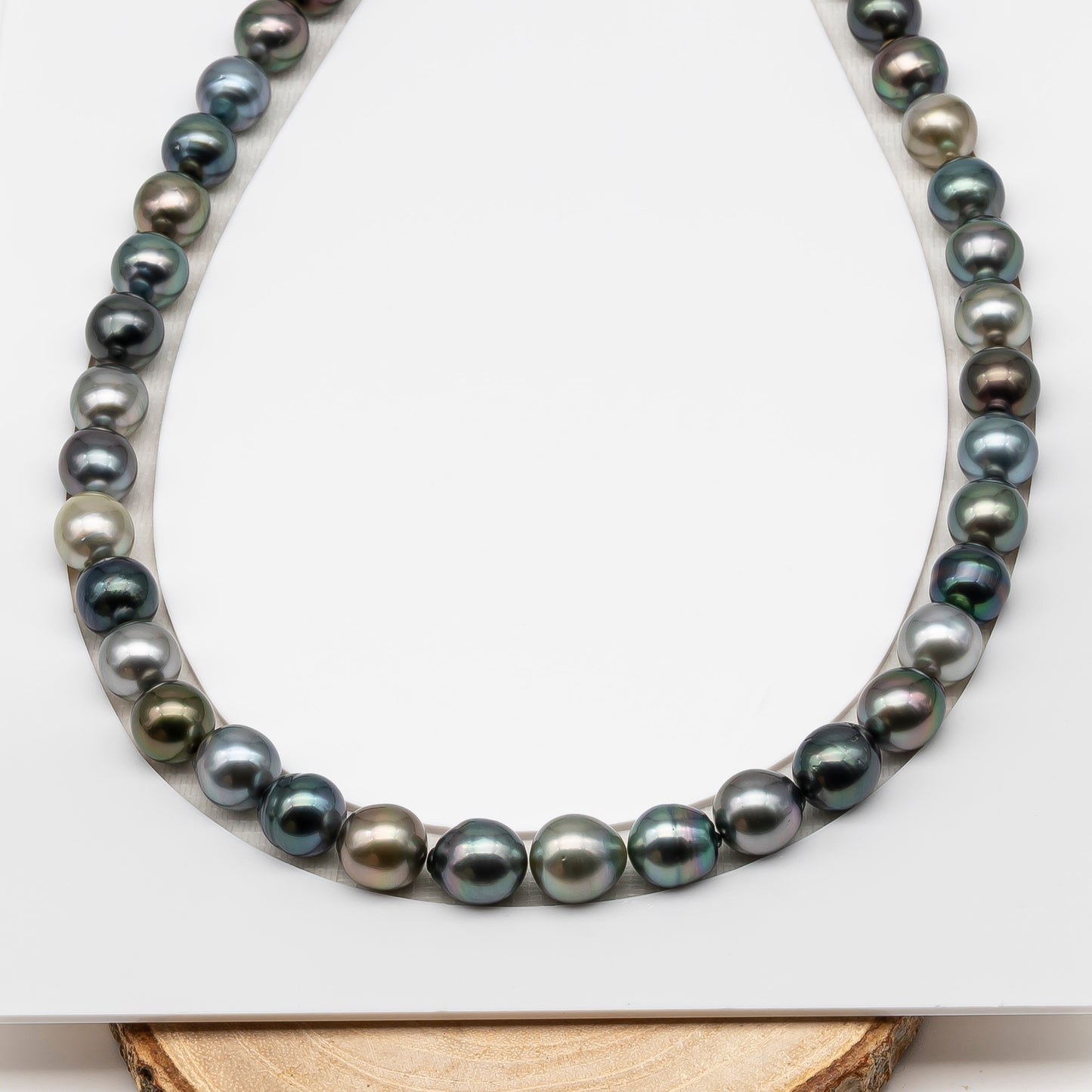 10-11mm Tahitian Pearl in Full Strand (No Hole), Natural Colors , Temporarily Strung Black Pearls for Jewelry Making, SKU # 3310TH