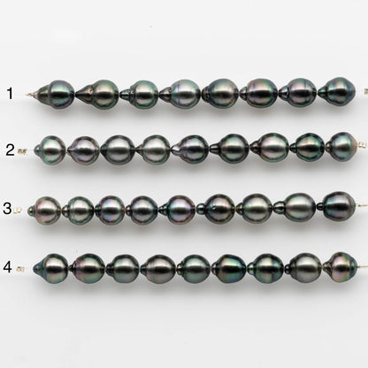 9.5-10mm Tahitian Pearl Drops in All Natural Colors and High Lusters with Minor Blemishes fro Jewelry Making, SKU # 1813TH