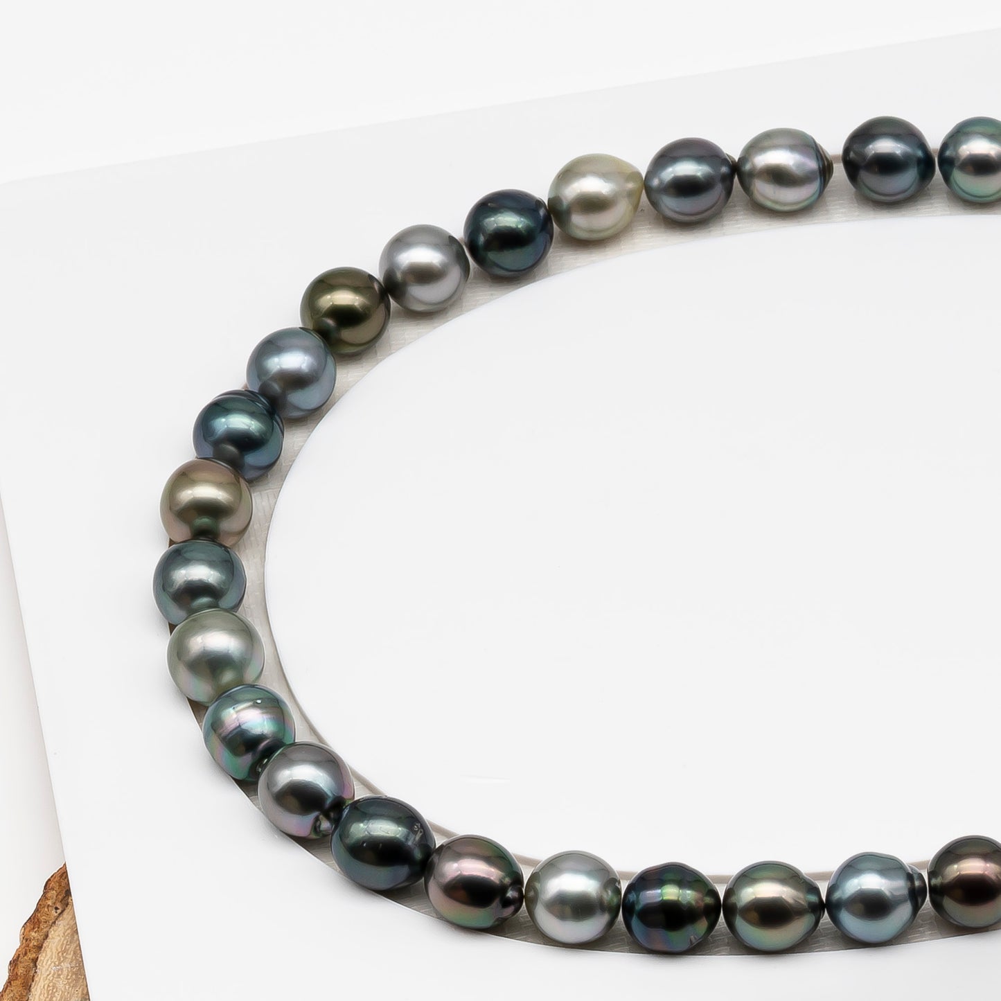 10-11mm Tahitian Pearl in Full Strand (No Hole), Natural Colors , Temporarily Strung Black Pearls for Jewelry Making, SKU # 3310TH