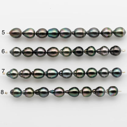 9.5-10mm Tahitian Pearl Drops in All Natural Colors and High Lusters with Minor Blemishes fro Jewelry Making, SKU # 1813TH