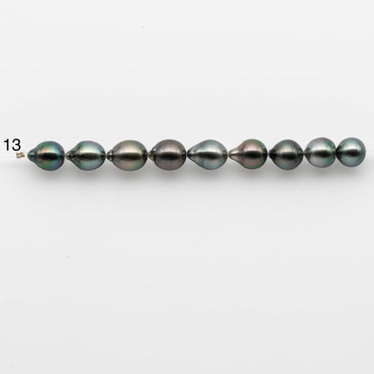 9.5-10mm Tahitian Pearl Drops in All Natural Colors and High Lusters with Minor Blemishes fro Jewelry Making, SKU # 1813TH