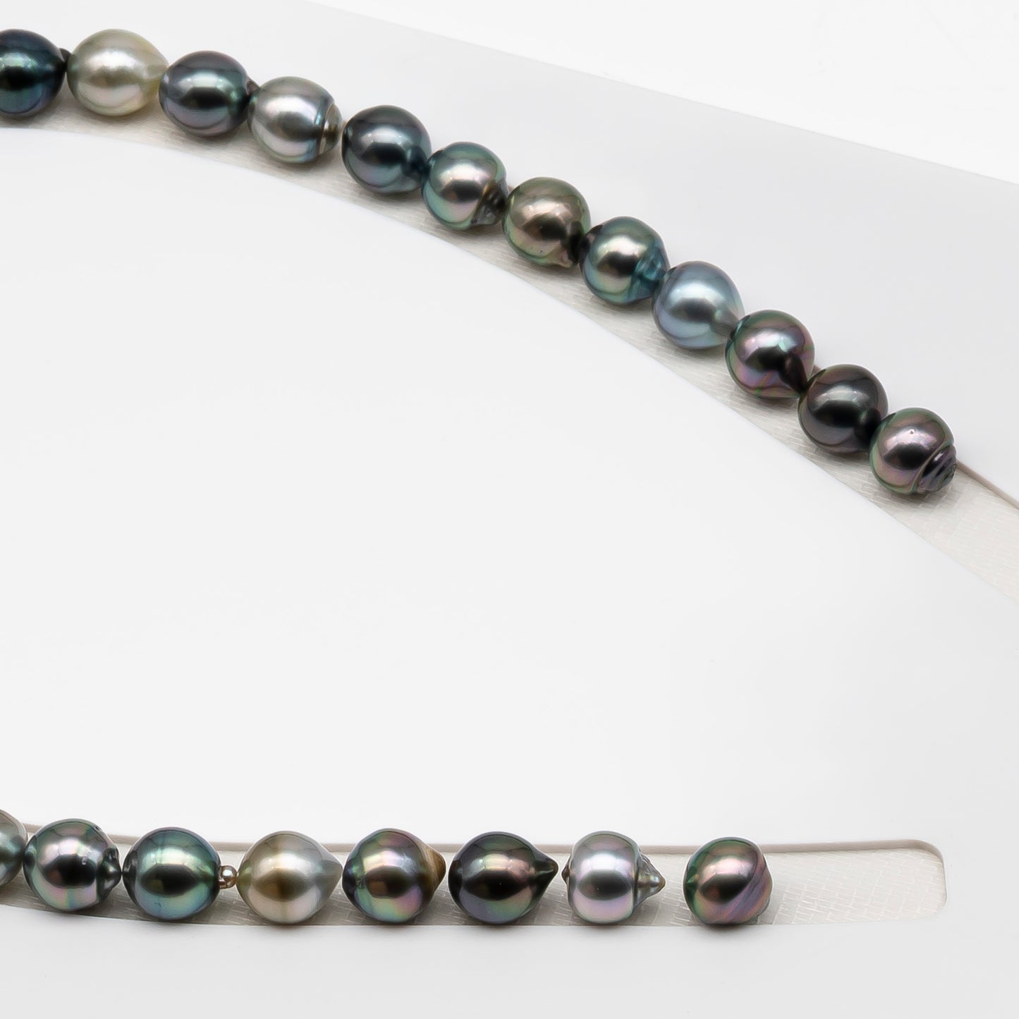 10-11mm Tahitian Pearl in Full Strand (No Hole), Natural Colors , Temporarily Strung Black Pearls for Jewelry Making, SKU # 3310TH