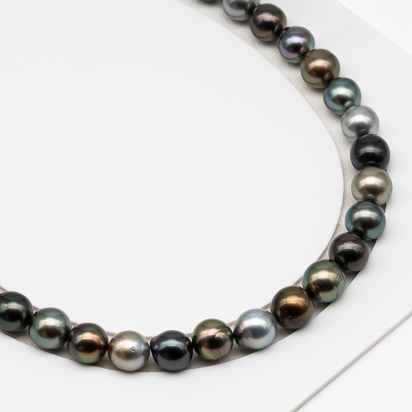 10-11mm Tahitian Pearl in Full Strand (No Hole), Natural Colors , Temporarily Strung Black Pearls for Jewelry Making, SKU # 3311TH