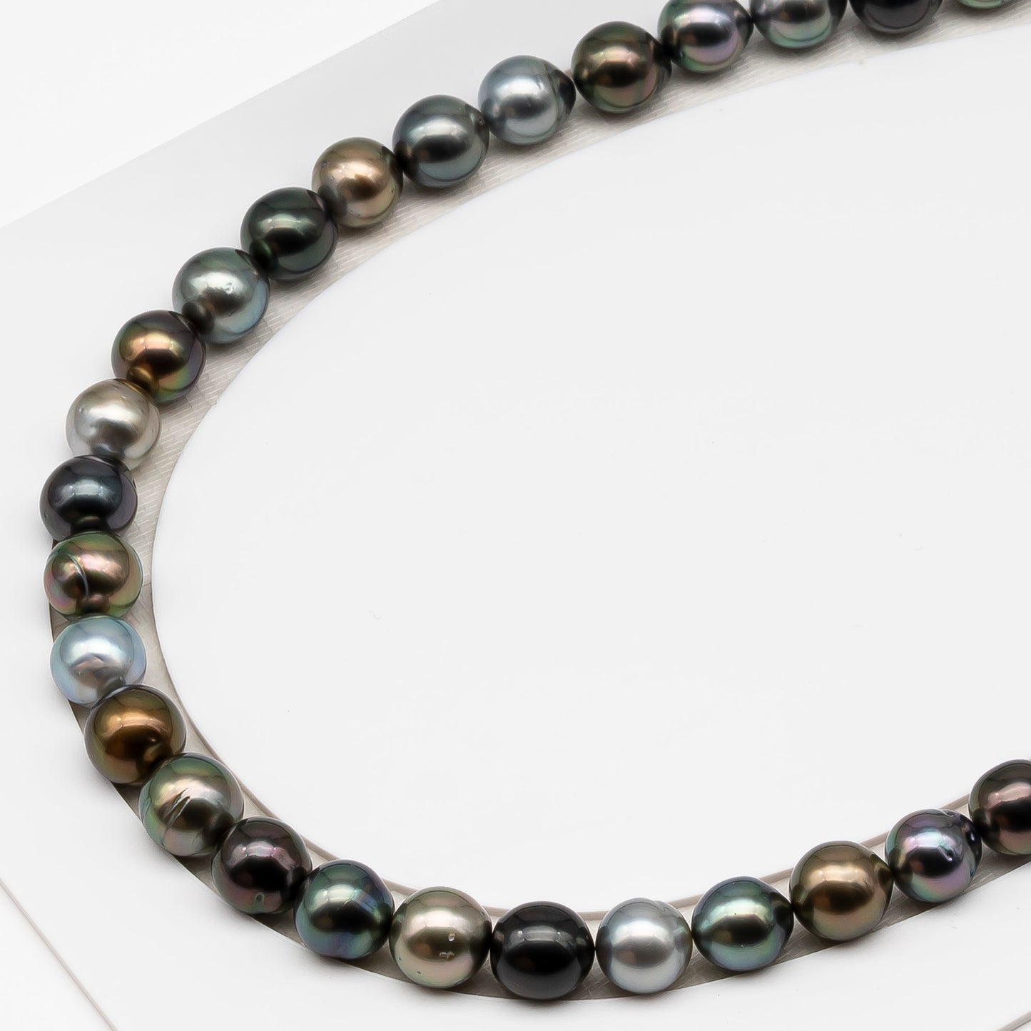 10-11mm Tahitian Pearl in Full Strand (No Hole), Natural Colors , Temporarily Strung Black Pearls for Jewelry Making, SKU # 3311TH