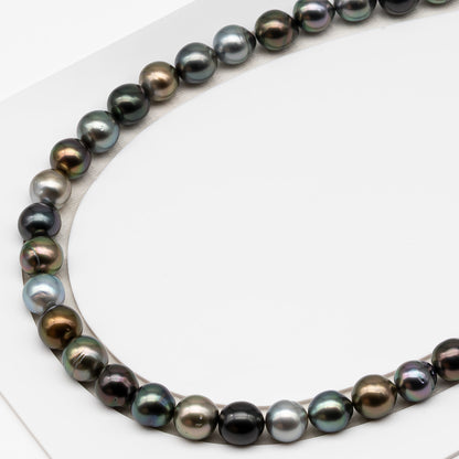 10-11mm Tahitian Pearl in Full Strand (No Hole), Natural Colors , Temporarily Strung Black Pearls for Jewelry Making, SKU # 3311TH