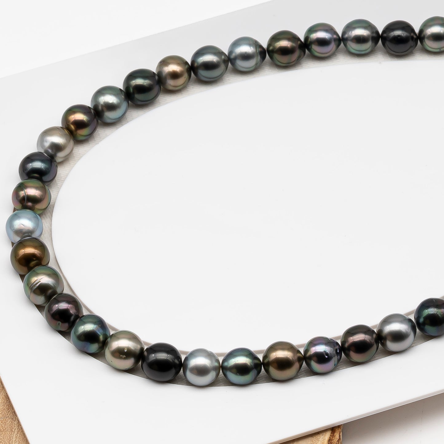 10-11mm Tahitian Pearl in Full Strand (No Hole), Natural Colors , Temporarily Strung Black Pearls for Jewelry Making, SKU # 3311TH