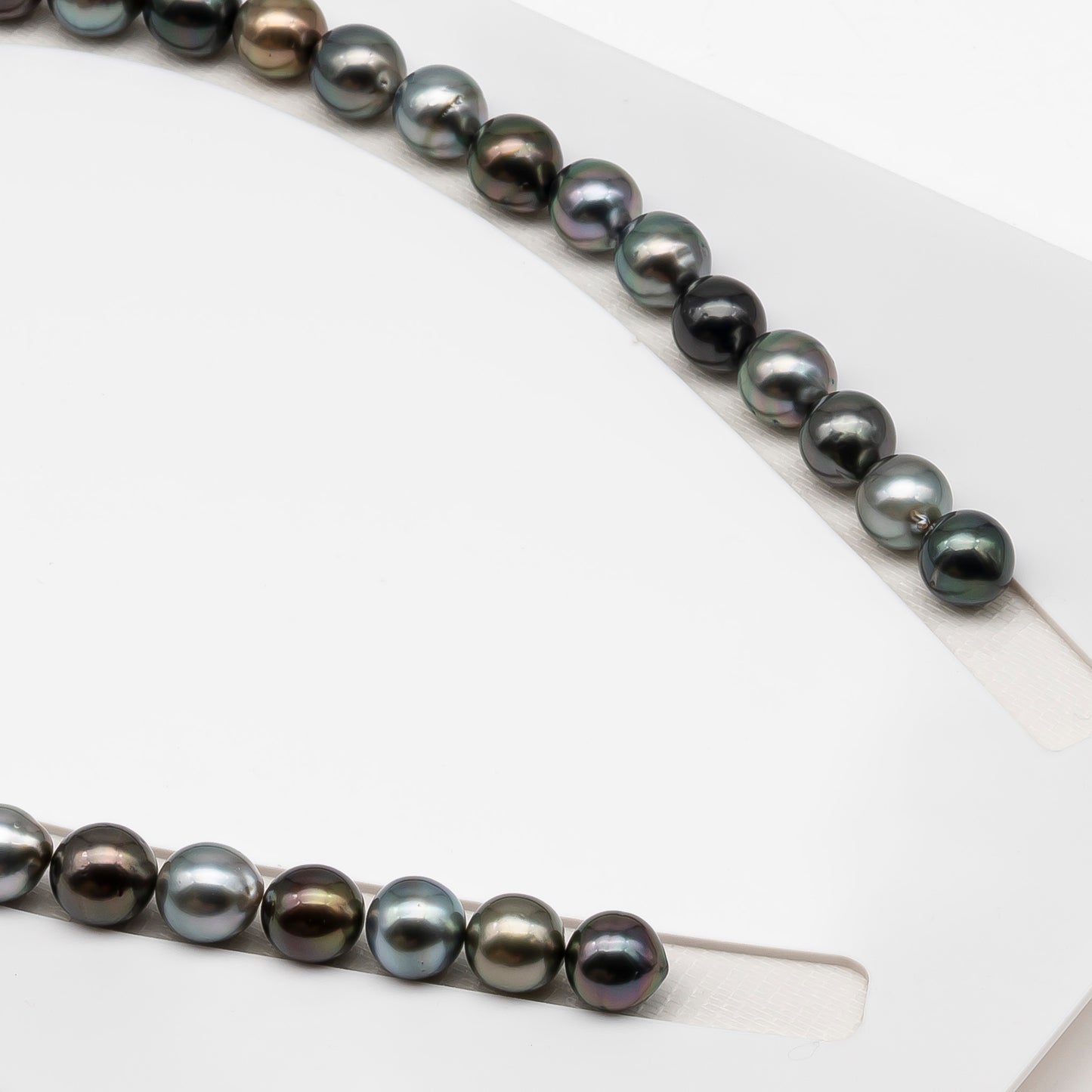 10-11mm Tahitian Pearl in Full Strand (No Hole), Natural Colors , Temporarily Strung Black Pearls for Jewelry Making, SKU # 3311TH