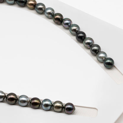 10-11mm Tahitian Pearl in Full Strand (No Hole), Natural Colors , Temporarily Strung Black Pearls for Jewelry Making, SKU # 3311TH