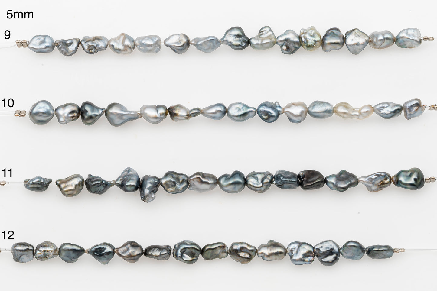 4, 5, 6mm Tahitian Keshi Pearl in Short Strand, All Natural Colors with High Luster, for Jewelry Making, SKU # 3313TH