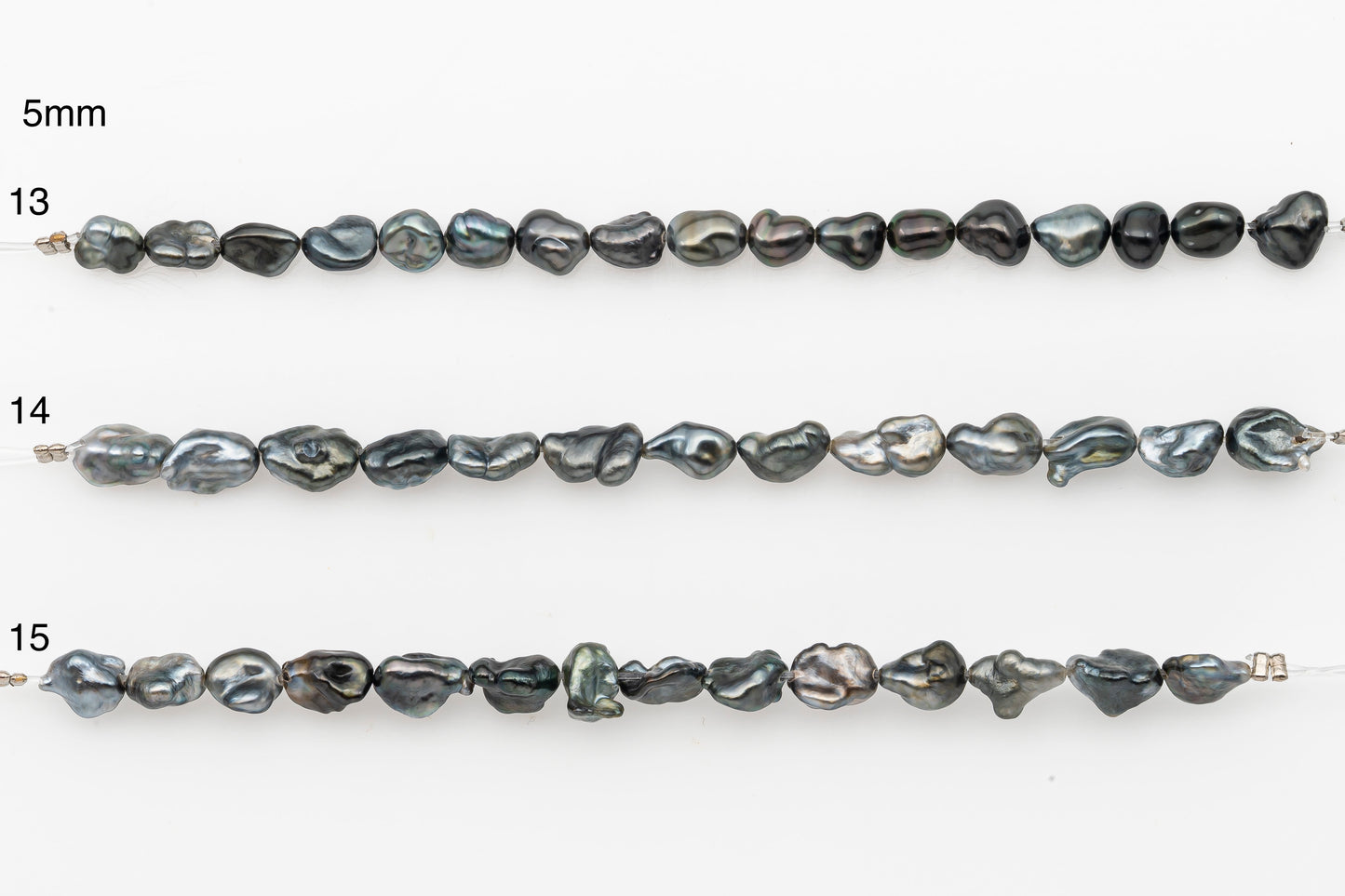 4, 5, 6mm Tahitian Keshi Pearl in Short Strand, All Natural Colors with High Luster, for Jewelry Making, SKU # 3313TH