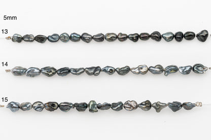 4, 5, 6mm Tahitian Keshi Pearl in Short Strand, All Natural Colors with High Luster, for Jewelry Making, SKU # 3313TH