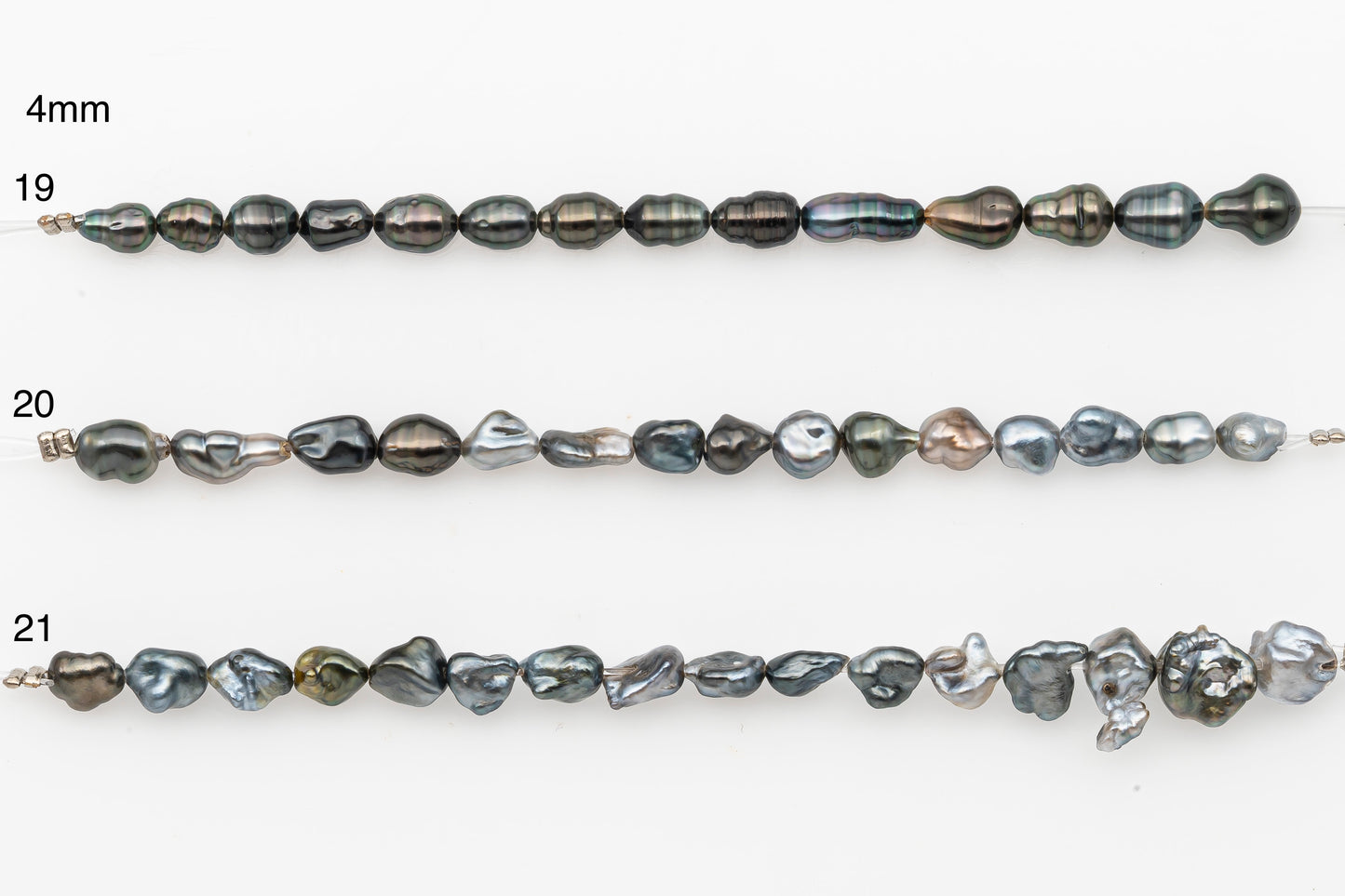4, 5, 6mm Tahitian Keshi Pearl in Short Strand, All Natural Colors with High Luster, for Jewelry Making, SKU # 3313TH