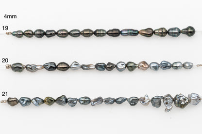 4, 5, 6mm Tahitian Keshi Pearl in Short Strand, All Natural Colors with High Luster, for Jewelry Making, SKU # 3313TH