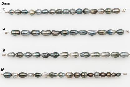 4, 5, 6mm Tahitian Keshi Pearl in Short Strand, All Natural Colors with High Luster, for Jewelry Making, SKU # 3314TH