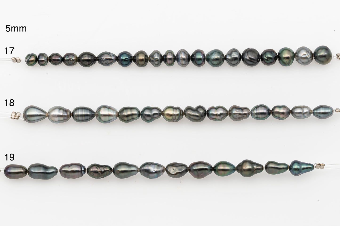 4, 5, 6mm Tahitian Keshi Pearl in Short Strand, All Natural Colors with High Luster, for Jewelry Making, SKU # 3314TH