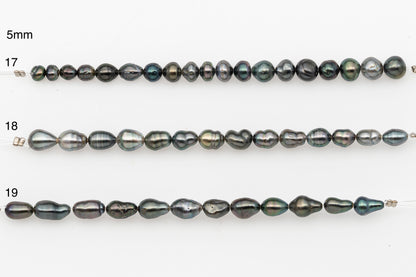 4, 5, 6mm Tahitian Keshi Pearl in Short Strand, All Natural Colors with High Luster, for Jewelry Making, SKU # 3314TH