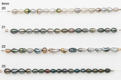 4, 5, 6mm Tahitian Keshi Pearl in Short Strand, All Natural Colors with High Luster, for Jewelry Making, SKU # 3314TH