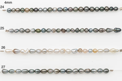 4, 5, 6mm Tahitian Keshi Pearl in Short Strand, All Natural Colors with High Luster, for Jewelry Making, SKU # 3314TH