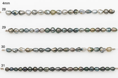 4, 5, 6mm Tahitian Keshi Pearl in Short Strand, All Natural Colors with High Luster, for Jewelry Making, SKU # 3314TH
