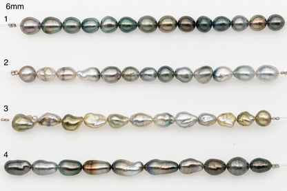 4, 5, 6mm Tahitian Keshi Pearl in Short Strand, All Natural Colors with High Luster, for Jewelry Making, SKU # 3314TH