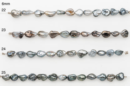 4, 5, 6mm Tahitian Keshi Pearl in Short Strand, All Natural Colors with High Luster, for Jewelry Making, SKU # 3313TH