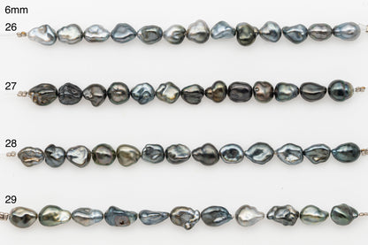 4, 5, 6mm Tahitian Keshi Pearl in Short Strand, All Natural Colors with High Luster, for Jewelry Making, SKU # 3313TH