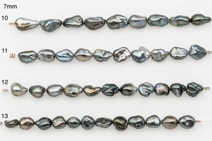 7, 8, 9mm Tahitian Keshi Pearl in Short Strand, All Natural Colors with High Luster, for Jewelry Making, SKU # 3315TH