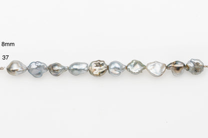 7, 8, 9mm Tahitian Keshi Pearl in Short Strand, All Natural Colors with High Luster, for Jewelry Making, SKU # 3315TH
