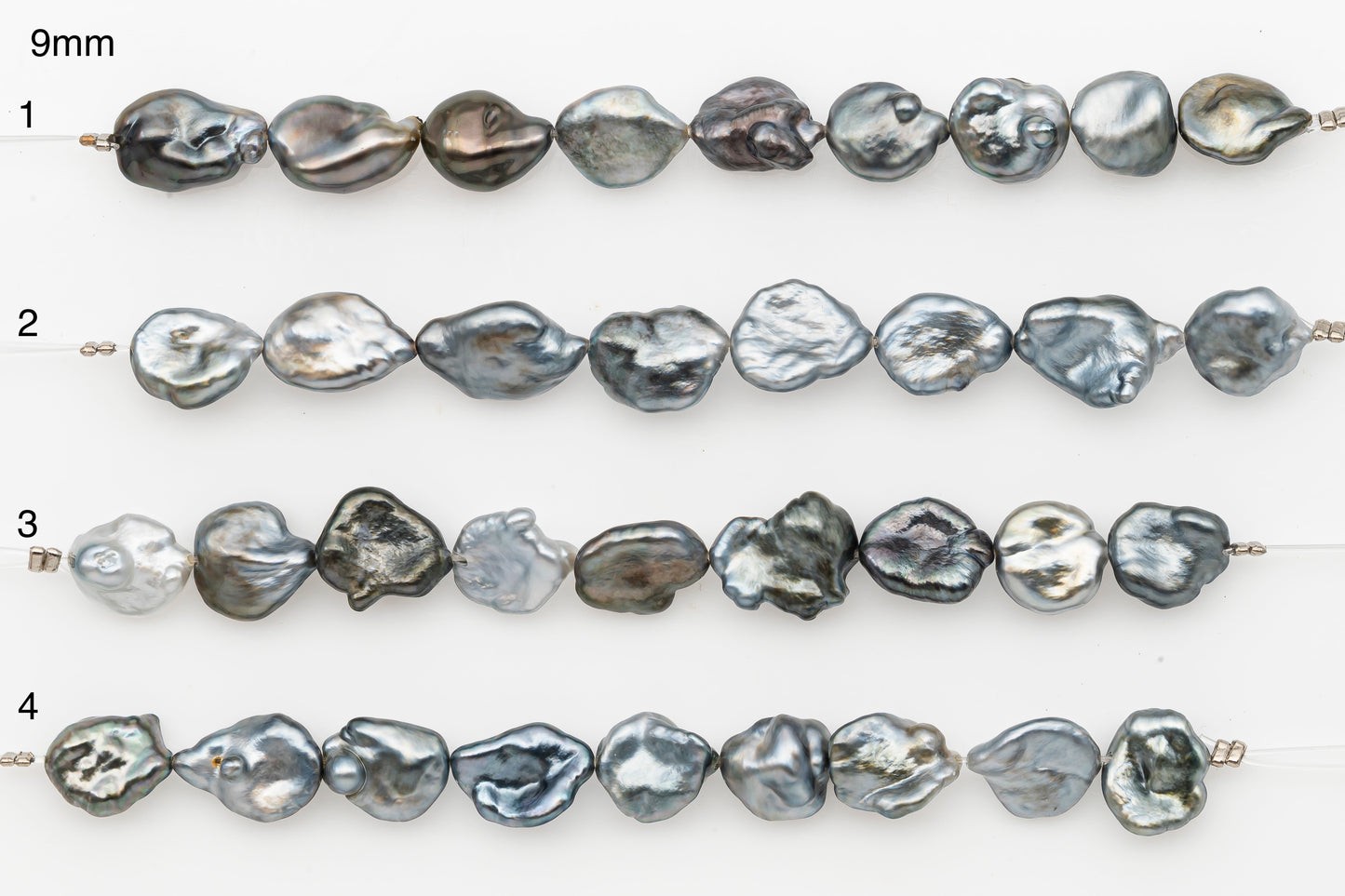 7, 8, 9mm Tahitian Keshi Pearl in Short Strand, All Natural Colors with High Luster, for Jewelry Making, SKU # 3315TH