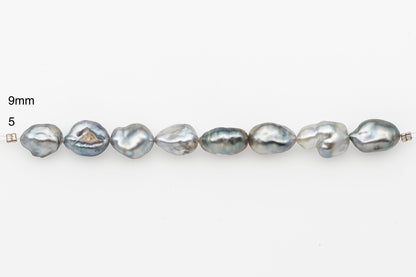 7, 8, 9mm Tahitian Keshi Pearl in Short Strand, All Natural Colors with High Luster, for Jewelry Making, SKU # 3315TH