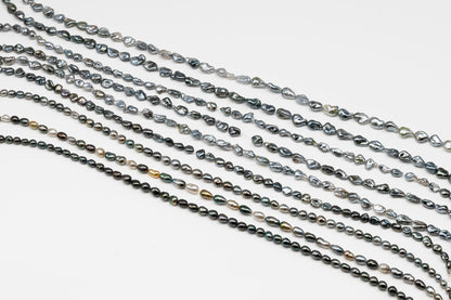 5, 6, 7mm Tahitian Keshi Pearl in Full Strand, All Natural Colors with High Luster, for Jewelry Making, SKU # 3316TH