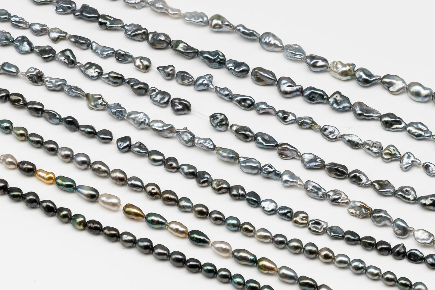 5, 6, 7mm Tahitian Keshi Pearl in Full Strand, All Natural Colors with High Luster, for Jewelry Making, SKU # 3316TH