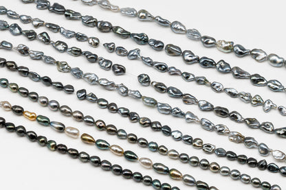 5, 6, 7mm Tahitian Keshi Pearl in Full Strand, All Natural Colors with High Luster, for Jewelry Making, SKU # 3316TH