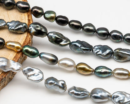 5, 6, 7mm Tahitian Keshi Pearl in Full Strand, All Natural Colors with High Luster, for Jewelry Making, SKU # 3316TH