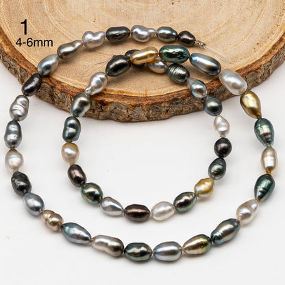 5, 6, 7mm Tahitian Keshi Pearl in Full Strand, All Natural Colors with High Luster, for Jewelry Making, SKU # 3316TH